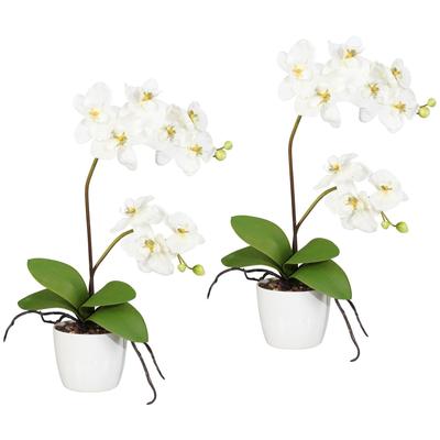 Kunstpflanze CREATIV GREEN "Orchidee Phalaenopsis", weiß, H:60cm, Polyester, Kunststoff, Kunstpflanzen, im Keramiktopf Image