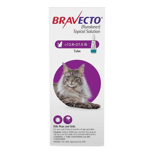 Bravecto Spot On für große Katzen 13,8 lbs - 27,5 lbs (lila) 2er Pack