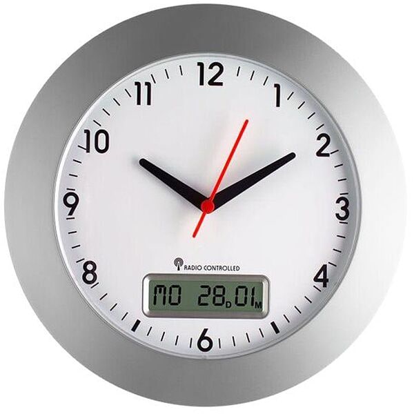 TFA Funk-Wanduhr 98.1092 silber Ø 30 cm silber, 30 cm