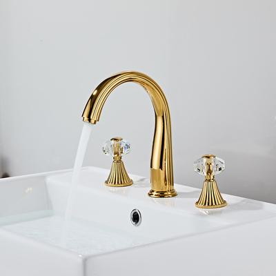 Bathroom Sink Faucet - Widespread Electroplated Widespread Two Handles Three HolesBath Taps