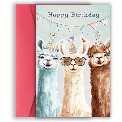 TEMU Funny Birthday Card With Envelope – High-quality Greeting Card Featuring 3 Adorable In Party Hats, Family, , , Or Anyone Special On Their Birthday, Funny Birthday Cards Image