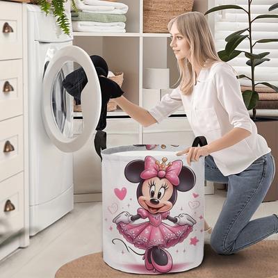 TEMU 1pc Mouse Dancing In The Dips Round Laundry Basket - Portable, Durable, Large Lightweight Storage Hamper With Handles, Easy To Store, Ideal For Home Organization, Laundry Baskets Image