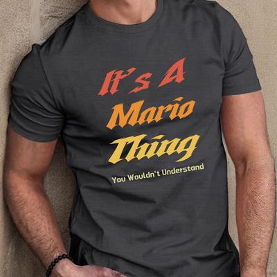 TEMU A Thing Print Tee Shirt, Men's Crew Neck Short Sleeve Summer T-shirt, Casual Comfy Top For Daily And Outdoor Wear Image