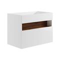 Mobile sotto lavabo sospeso a LED Bianco e Naturale scuro L80 cm POZEGA