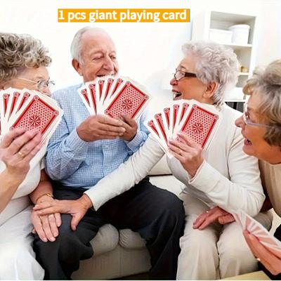 TEMU 1 Deck Of Playing Cards - The Size Of Standard Cards, High-quality Cardstock For Durability, Visibility For Seniors & Visually Impaired - Family , Parties, Outdoor Entertainment Image