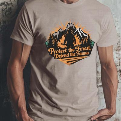 TEMU Men's Retro Wildland Firefighter Graphic Tee - Casual Short Sleeve, Breathable Polyester, Summer Fashion Image