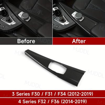 TEMU Carbon Fiber Abs Decal Trim Cover Sticker For The Car Multimedia Panel, Designed For F30, F31, F34 3gt, F32, And F36 Accessories - Does Not Fit F33 Convertible. Image