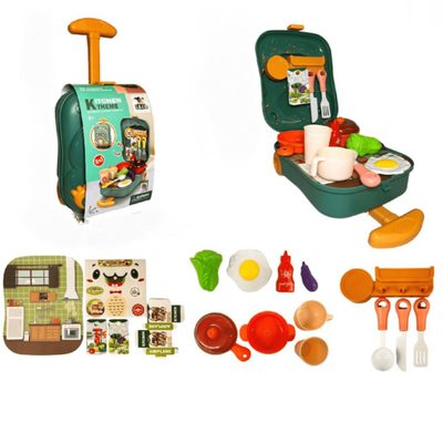 TEMU Toolbox With Wheels Work Tool Set For Kids, Role Play Toys (with Tool Accessories)