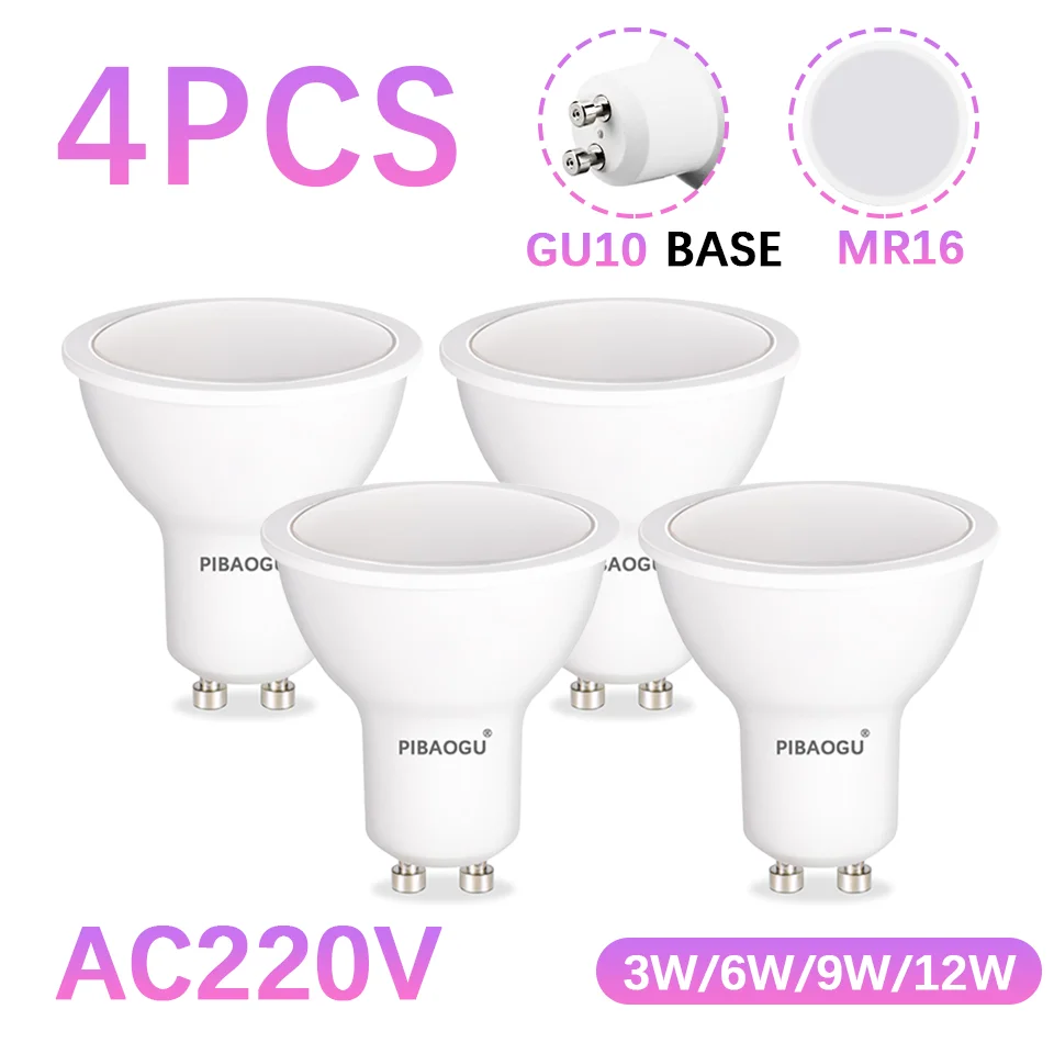 4PCS GU10 LED Strahler Glühbirnen Niederdruck AC220V 3W 6W 9W 12W Kein Flimmern Licht 120 grad LED Strahler Für Home Interior