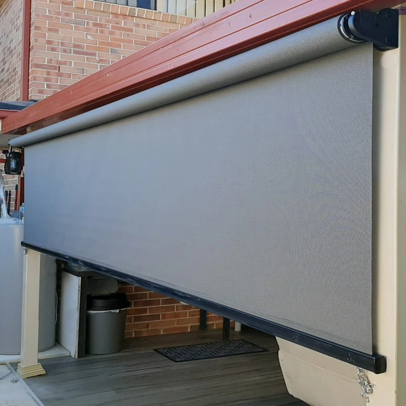 Maßgeschneiderte Sunroad elektrische Rollos mit Reißverschluss, PVC, motorisierte Außenterrasse, Sonnenschutz, externe rollende Außenjalousien Image