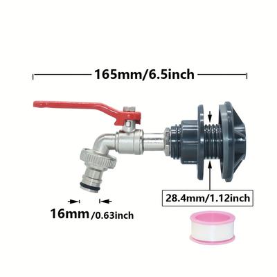 TEMU Ibc Water Thread Connector S60 To 16mm Water Faucet Fitting Garden Hose Connector Metal Tap For Outdoor Rainwater Collection Bucket Valve Image