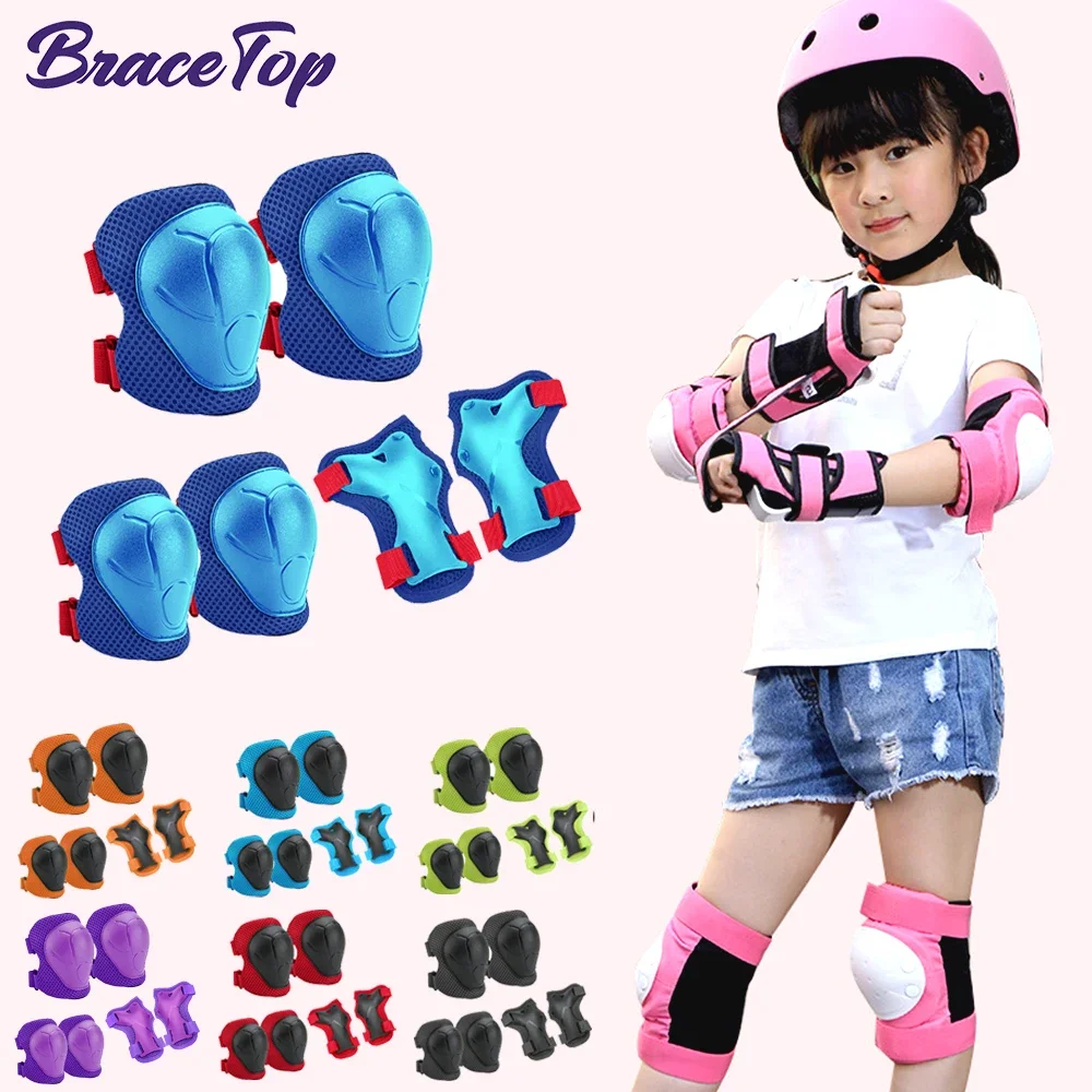 Kids Knee Pads Elbow Pads Age 3-7 Toddler Boys Girls, 6 In 1 Protective Gear Safety Set with Wrist Guard for Skating Cycling New Image
