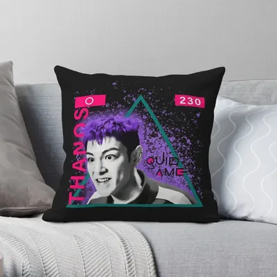 Player 230's Thanos Dreieckiger quadratischer Kissenbezug, Polyester, Leinen, Samt, Muster, Reißverschluss, Dekor, Kissenbezug, Bettkissenbezug Image