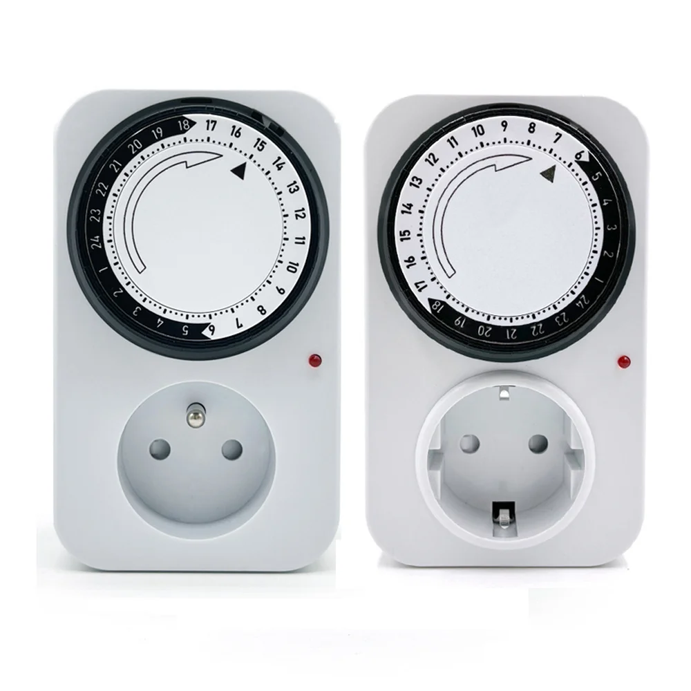 Deutschland oder Frankreich Stecker Mechanische Timer Steckdose 24-Stunden-Zyklus Automatische Schalter Steckdose Unterstützung 16A 3680W High-Power Image