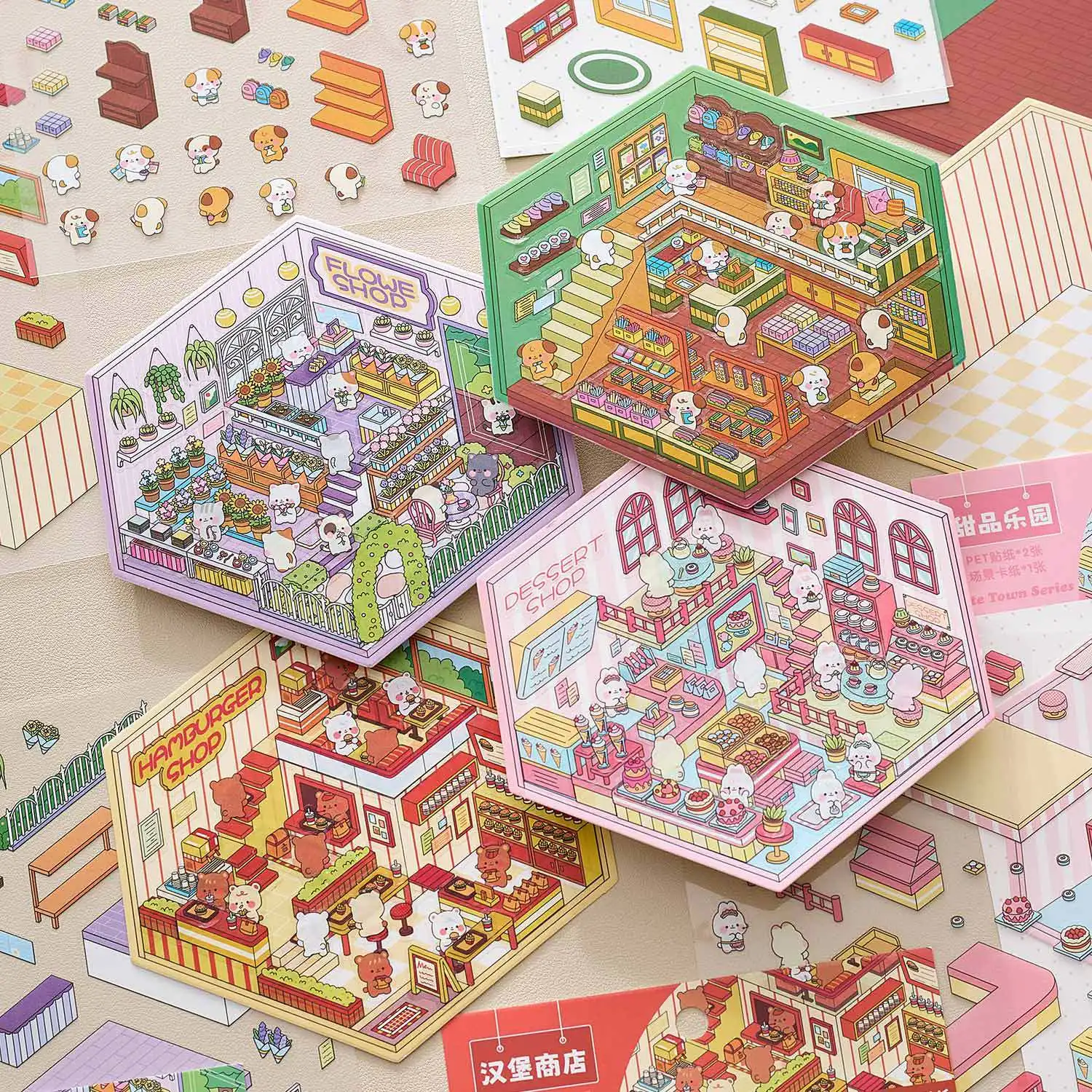 2 Stück lustige 3D-Landschaftsaufkleber Planer Kreativität Dekoratives Handkonto Handkonto Scrapbooking-Material Image