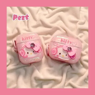 Entzückende Hellokitty AirPods-Schutzhülle, kompatibel mit AirPods 1/2 und 4, Kätzchen-Katzen-Design, Apple-Kopfhörer-Abdeckung Image