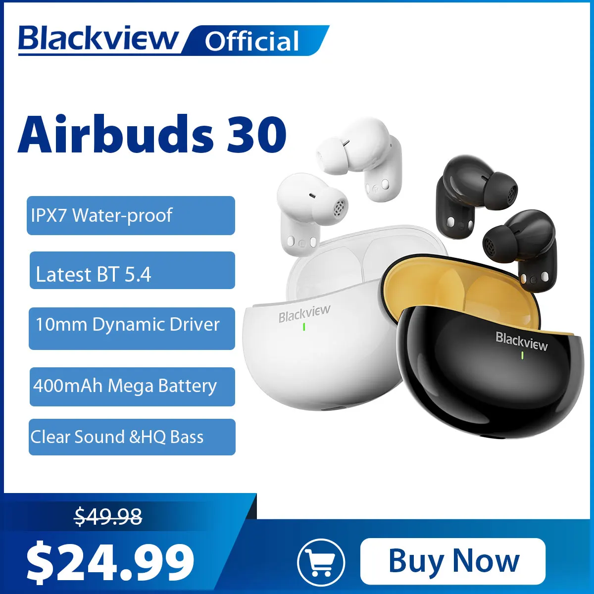 Blackview Airbuds 30 Headset Drahtlose Kopfhörer TWS Sport Air Conduction Bass ENC Kopfhörer TWS Mit Mikrofon 400 mAh IPX7 Image