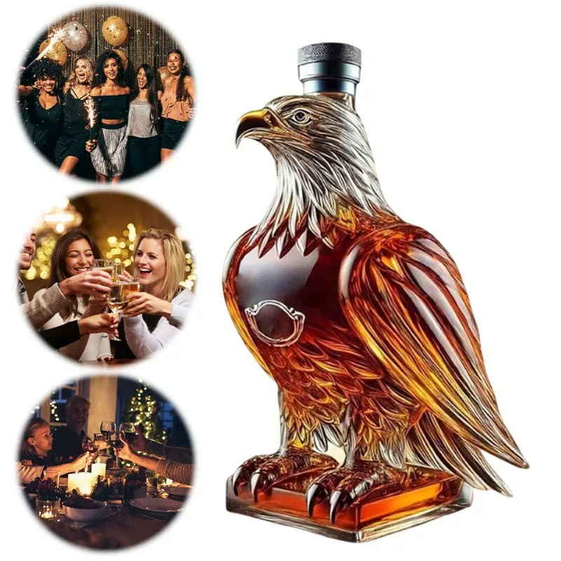 2–1 Stück lustige Whiskey-Adler-Flasche, einzigartige Whiskey-Adler-Glas-Dekanter, Geschenke für Männer, Vater, Ehemann, Zuhause, Bar, Dekoration für Whiskey-Liebhaber Image