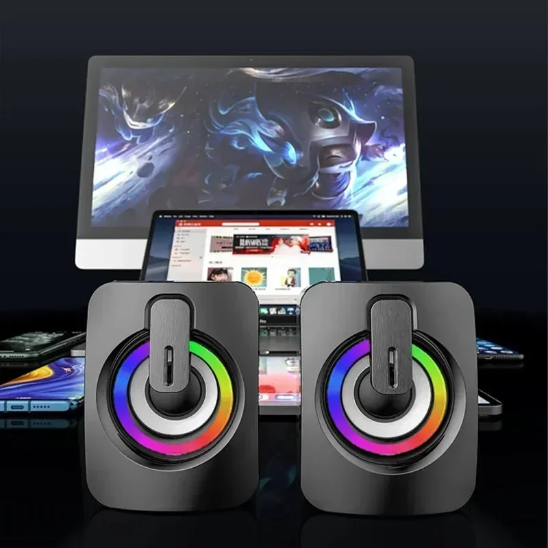 Altoparlante per computer Suono stereo con microfono Altoparlante per PC da ufficio domestico AUX da 3,5 mm per altoparlante per computer portatile desktop MacBook