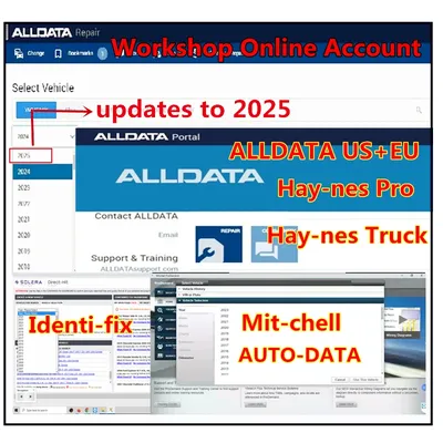 2025 New Online Account Alldata EU&US,Mit-chell Prodemand,Autodata,Hay-nes PRO,Hay-nes Truck , Identifix Software online update