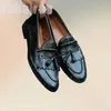 Schwarze, matte Leder-Quasten-Design, Penny-Loafer, modische Slip-on-Herrenschuhe, luxuriös, handgefertigt, Party, Bankett, Büro, Herren, Freizeitschuhe