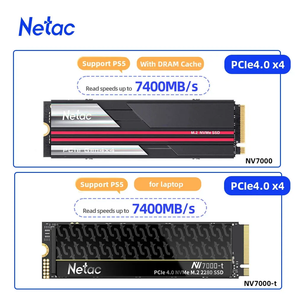 Netac ssd nvme m2 1tb 2tb 4tb ssd pcie 4,0 m. 2 dram cache internes festzustand laufwerk nvme ssd für ps5 desktop Image