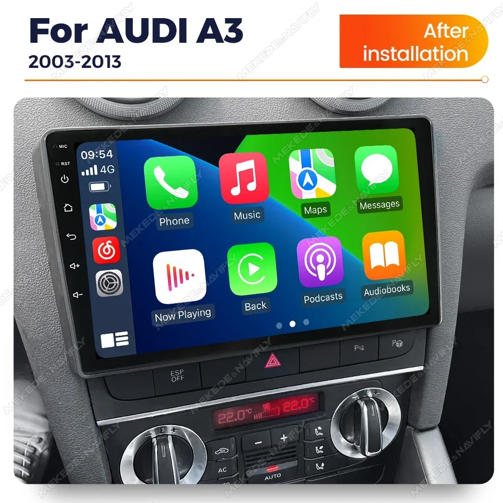 2 Din All-in-one Auto Intelligente Carplay System Android 14 Auto Radio Für Audi A3 8P 2003-2013 Auto Stereo Host Einheit Navi-player Image