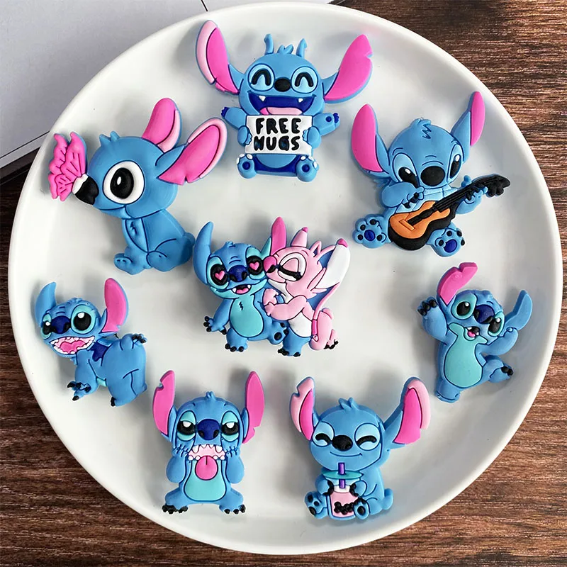 Heiße Verkäufe 1-8 stücke Cartoon Stich Engel PVC Schuh Charms Zubehör Disney Kinder Schuhe Taste Für Urlaub Geschenk