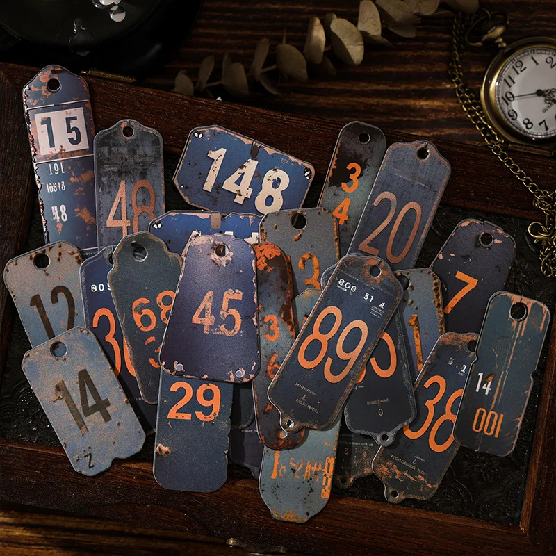 25 Stück Vintage alte Zahlen Hartkartenaufkleber Planer handgemachte Diy Tagebuch Album Scrapbooking Etiketten Aufkleber Image