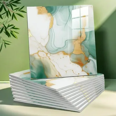 Wandaufkleber aus Marmorimitat, Küchenrückwand, Kunstfliesenschaum, Wandpaneele zum Abziehen und Aufkleben, PVC-Wanddekoration, 30 x 30 cm Image