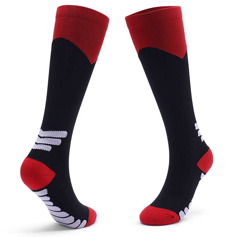 1 Pair Women's Compression Socks Hiking Socks Running Socks Ski Socks Sports Socks Breathable Anti Blister Compression Sweat-Wicking Outdoor Over The Calf Patchwork Nylon Black White Red for Ski