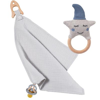nordic coast company - Schnullertuch Grau Rassel Blau Dekoration 2 ct Weiss (49.89 € / 1 ct)