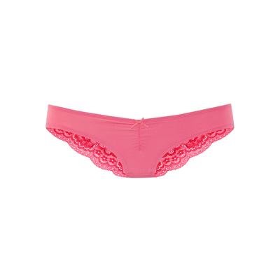 Brasilslip LASCANA, Damen, Gr. 44/46, pink (hot pink), Microfaser, Spitze, Obermaterial: 92% Polyamid, 8% Elasthan (LYCRA). Spitze: 86% Polyamid, 14% Elasthan (LYCRA), körpernah, Unterhosen, mit schöner Spitze hinten Image