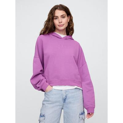 Gap Purple Relaxed Mini-Logo Cropped Hoodie