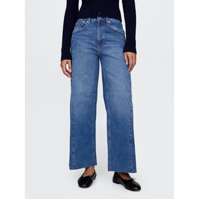 Gap Navy Blue High Waisted Stride Wide-Leg Ankle Jeans