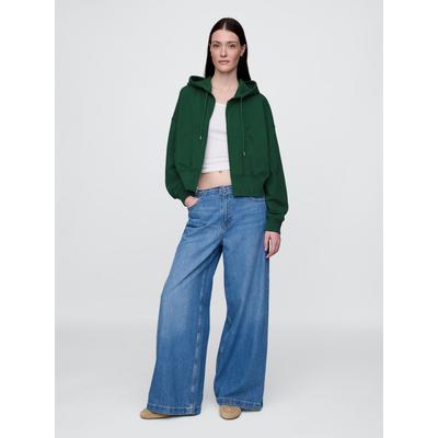 Gap Green Heavyweight French Terry Oversized Zip Wedge Hoodie