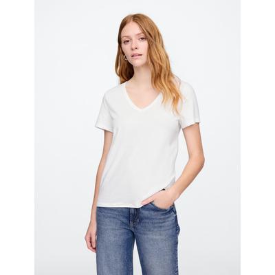 Gap White V-Neck Favourite Cotton Short Sleeve T-Shirt