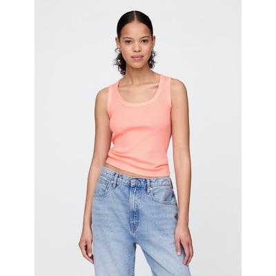 Gap Orange Ribbed Knit Cotton Stretch Scoop Vest