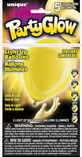 5 LED Luftballons gelb Image