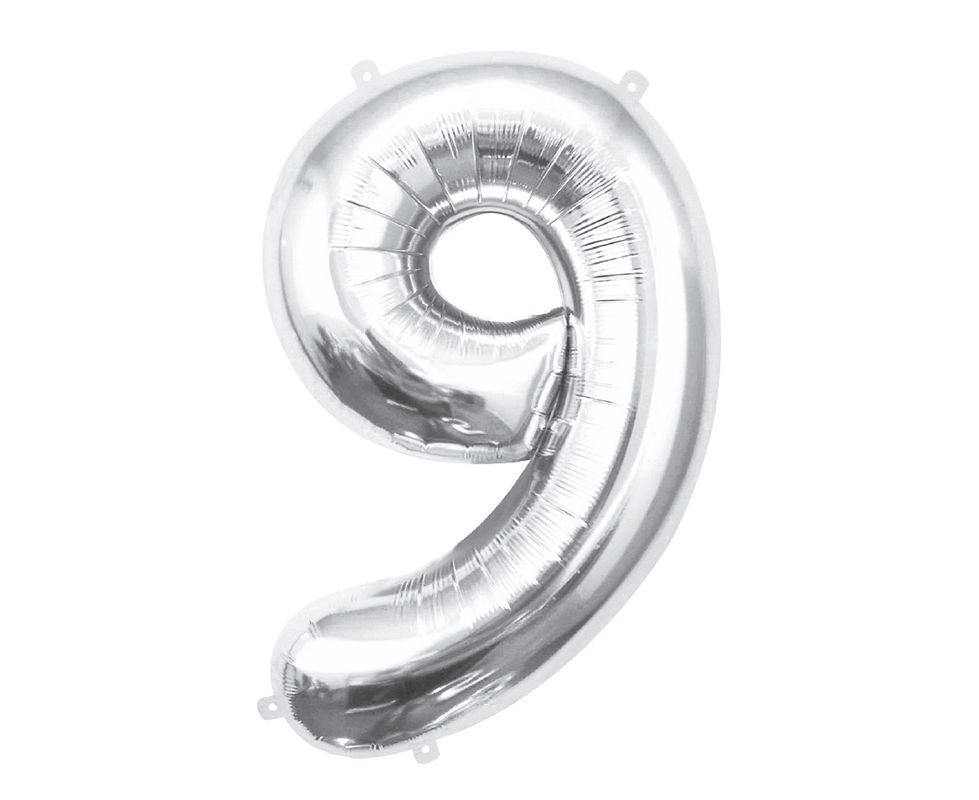 XL Folienballon Zahl 9 silber 85 cm Image