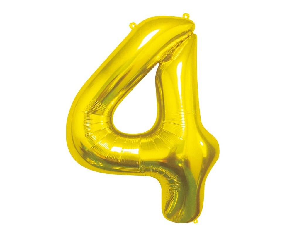 XL Folienballon Zahl 4 gold 85 cm Image