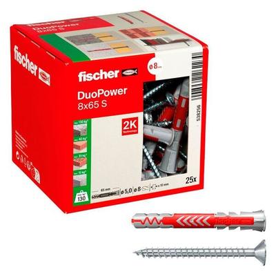fischer Dübel mit Schrauben »DuoPower 8x65 S 2K« 25 Stück grau