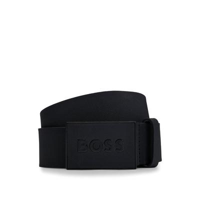 Italian-leather Belt With Textured Plaque Buckle