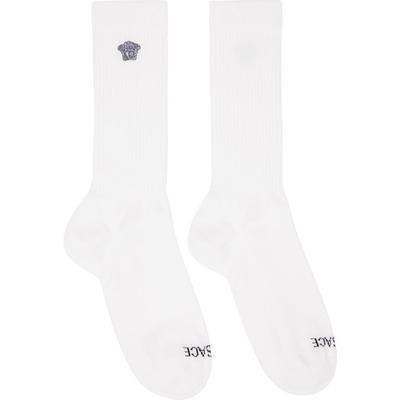 Embroidered Medusa Ribbed Socks - White - Versace Underwear