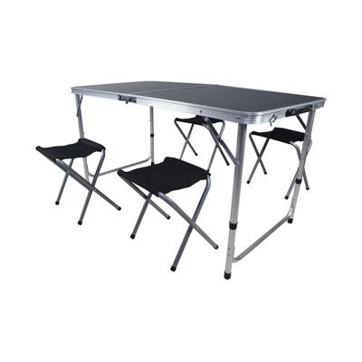 Camping Set - Klappbarer Campingtisch - 4 Hocker - Schwarz - Koffertisch - klappbar Image