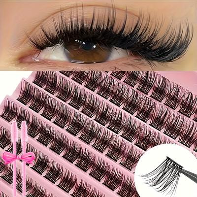 TEMU 1 Kit Of Eyelash Cluster D 8-16mm Wide Stem Lash Clusters Natural Look&extra Thick Reusable Eyelash Cluster For Self Use At Home Or For Daily Life&wedding&dating&party&music Festival&&travel& Day Image
