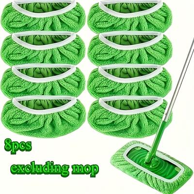 TEMU 8pcs Of Swivel Floor Mop Compatible With Microfiber Mop Pads: Reusable, Washable, Suitable For Dry And Wet Cleaning Image