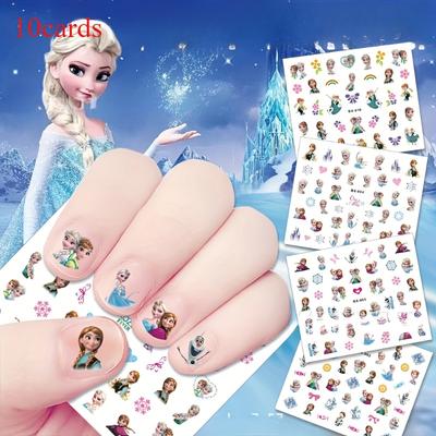 TEMU 10pcs Waterproof Nail Stickers, Snow , Frozen Series Nail Stickers, Reward Stickers Image