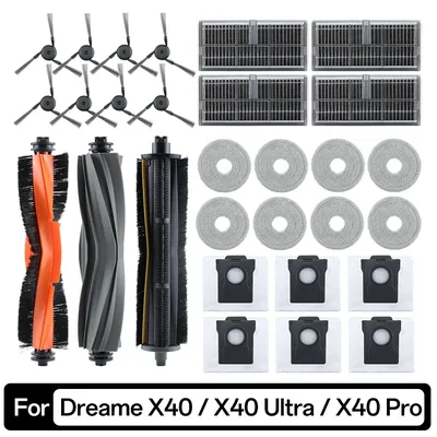 Für Dreame L40 Ultra /X40 Ultra /X40 Pro Staubsauger Zubehör Kit Hauptseite Bürsten Staub Taschen Mopp Tücher HEPA-Filter Teile Image