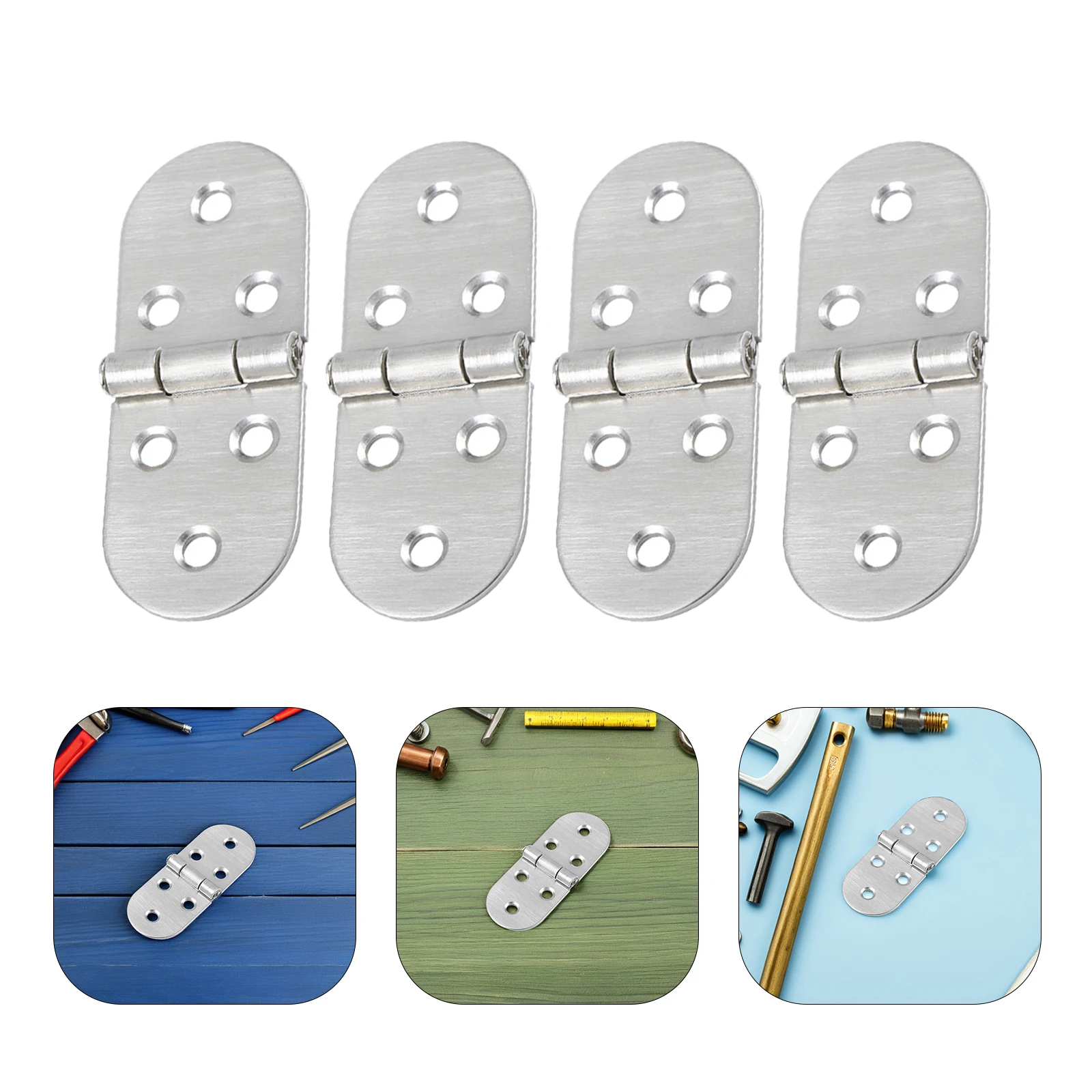 4 Stück Edelstahl-Klappschreibtisch, Edelstahl-Klappschreibtisch, Edelstahl-Klappschreibtisch, Pivot-Klavierscharniere für Holz, für Schränke, bündig Image